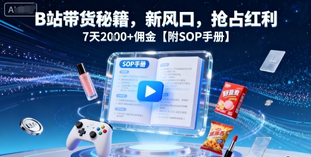 B站带货秘籍，新风口，抢占红利，7天2k+佣金【附SOP手册】-锦宝资源站