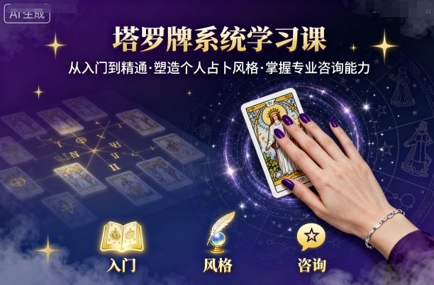 塔罗牌系统学习课，助你从入门到精通，塑造个人占卜风格，掌握专业咨询能力-锦宝资源站