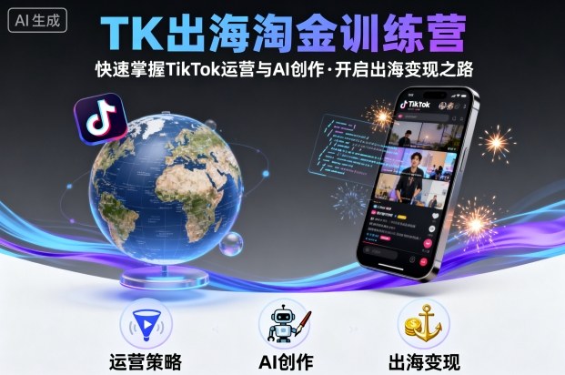 TK出海淘金训练营，助你快速掌握TikTok运营与AI创作，开启出海变现之路-锦宝资源站
