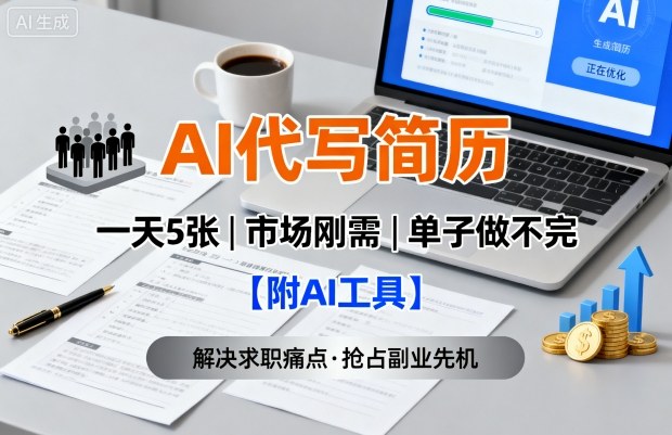 AI代写简历，一天5张，今年找工作难，市场刚需，单子做不完【附AI工具】-锦宝资源站