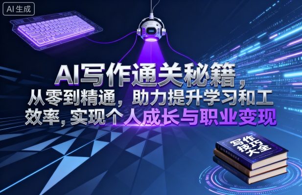AI写作通关秘籍，从零到精通，助力提升学习和工作效率，实现个人成长与职业变现-锦宝资源站