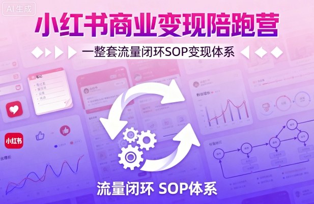 小红书商业变现陪跑营，轻IP矩阵 私域获客 聚光投流，一整套流量闭环SOP变现体系-锦宝资源站