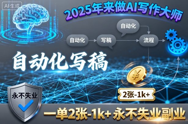 2025年来做AI写作大师，自动化写稿，一单2张-1k+，永不失业副业-锦宝资源站