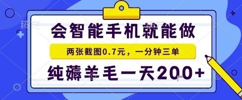 手机项目，二十秒一单，纯薅羊毛一天2张+做就有【揭秘】-锦宝资源站