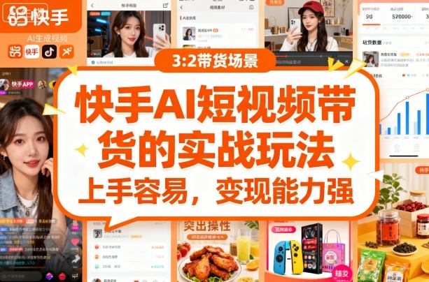快手ai短视频带货的实战玩法，上手容易，变现能力强-锦宝资源站