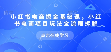 小红书电商掘金课，小红书电商项目玩法全流程拆解（更新9月）-锦宝资源站
