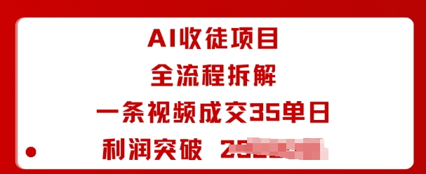 AI收徒项目全流程拆解一条视频成交35单日利润突破1k+-锦宝资源站