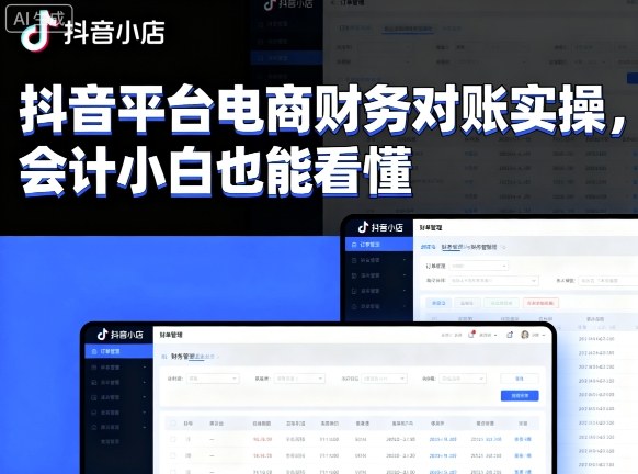 抖音平台电商财务对账实操，会计小白也能看懂的-锦宝资源站