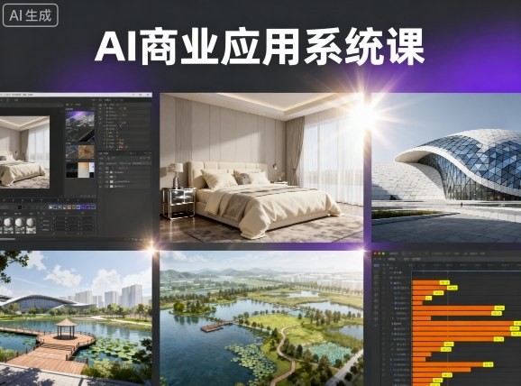 AI商业应用系统课，室内-软装-建筑-景观，智能设计+效果图+动画画实战-锦宝资源站