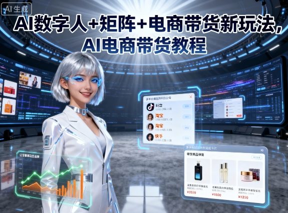 AI数字人+矩阵+电商带货新玩法，AI电商带货教程-锦宝资源站