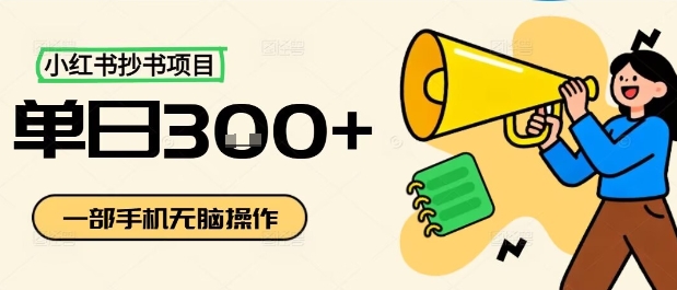 小红书抄书项目，无脑操作，一天3张-锦宝资源站