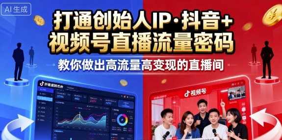 25年直播9-10两期线下课，打通创始人IP，抖音+视频号直播流量密码，教你做出高流量高变现的直播间-锦宝资源站