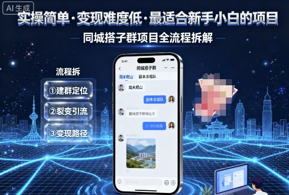 实操简单，变现难度低，最适合新手小白做的项目，每天轻松收入3张，同城搭子群项目全流程拆解-锦宝资源站