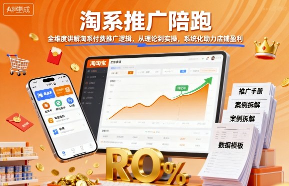 淘系推广陪跑，全维度讲解淘系付费推广逻辑，从理论到实操，系统化助力店铺盈利-锦宝资源站