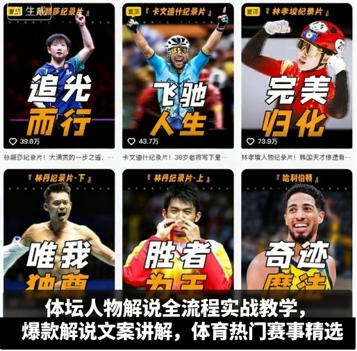体坛人物解说全流程实战教学，爆款解说文案讲解，体育热门赛事精选-锦宝资源站
