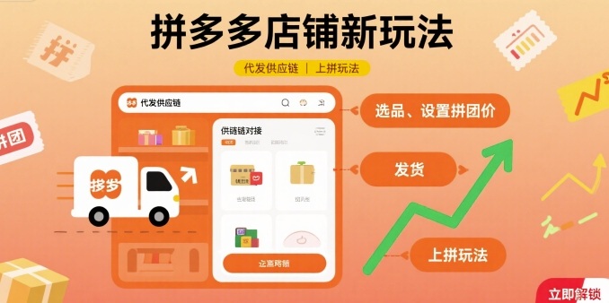 拼多多店铺新玩法，代发供应链上拼玩法-锦宝资源站