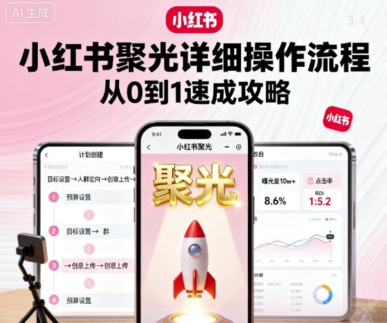 小红书聚光详细操作流程，小红书聚光从0到1速成攻略-锦宝资源站