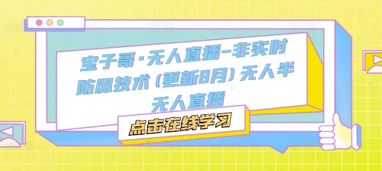 宝子哥·无人直播-非实时防风技术(更新25年8月)无人半无人直播-锦宝资源站