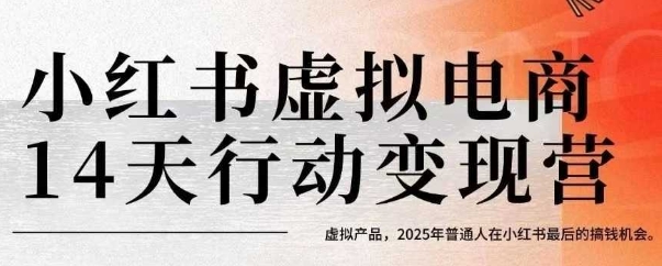 小红书虚拟电商14天变现训练营，虚拟产品，2025年普通人在小红书最后的搞钱机会（更新）-锦宝资源站