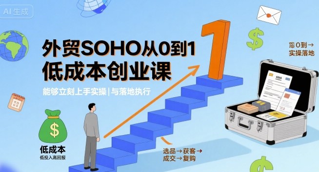 外贸SOHO从0到1低成本创业课，能够立刻上手实操与落地执行-锦宝资源站