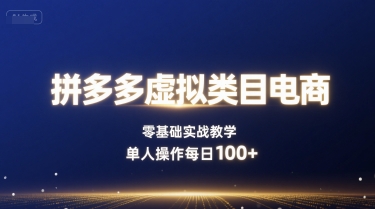 拼多多虚拟类目电商，零基础实战教学，单人操作每日100+-锦宝资源站