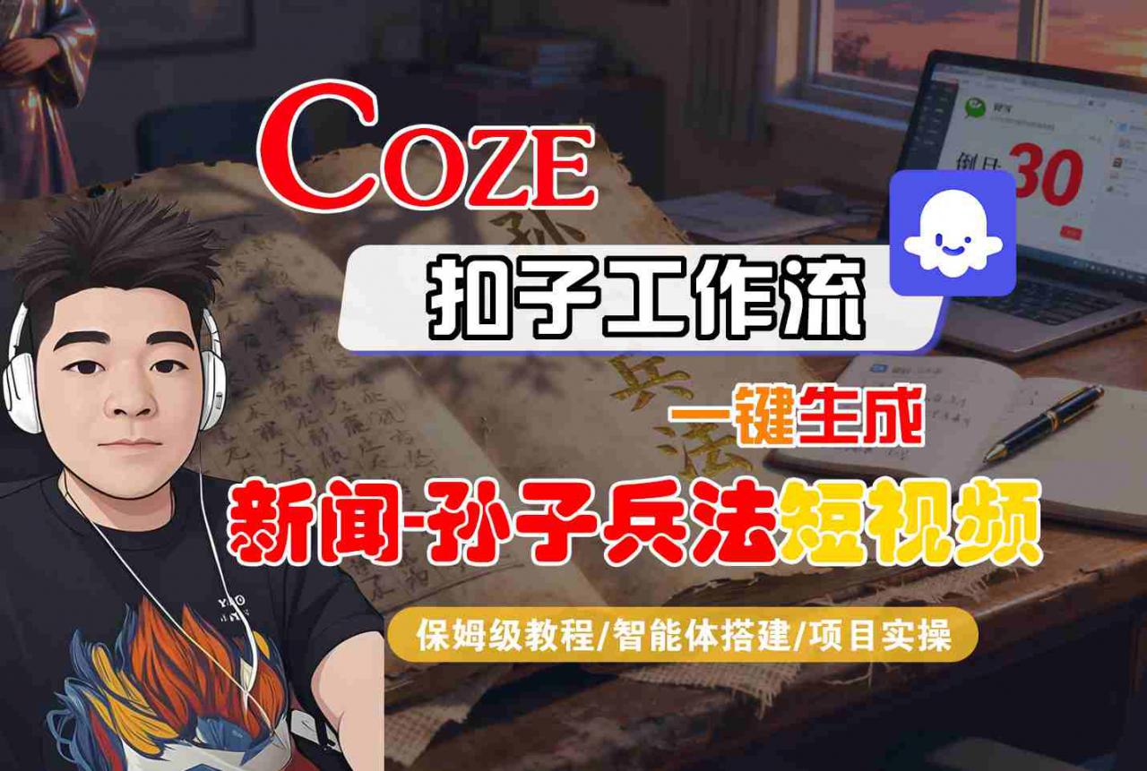 Coze扣子智能体工作流一键生成“新闻-孙子兵法“短视频，全流程保姆级教学-锦宝资源站