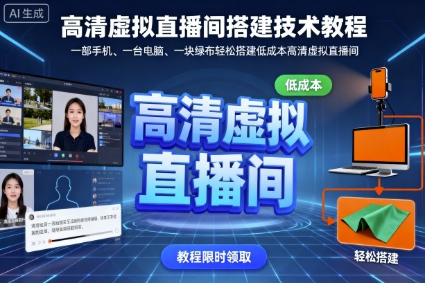 高清虚拟直播间搭建技术教程，一部手机、一台电脑、一块绿布轻松搭建低成本高清虚拟直播间-锦宝资源站
