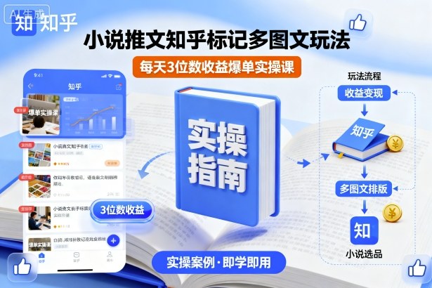 小说推文知乎标记多图文玩法，每天3位数收益爆单实操课-锦宝资源站