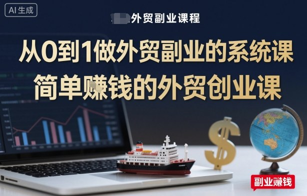 从0到1做外贸副业的系统课，简单賺钱的外贸创业课-锦宝资源站