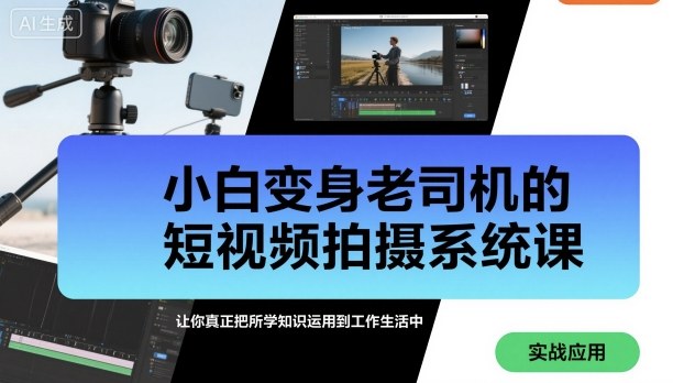 小白变身老司机的短视频拍摄系统课，让你真正把所学知识运用到工作生活中-锦宝资源站
