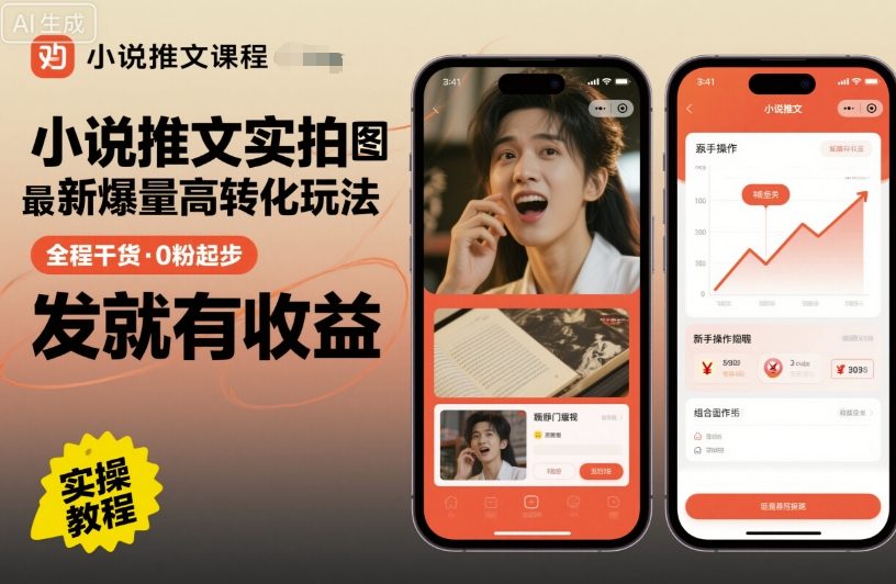 小说推文实拍双图文最新爆量高转化玩法，全程干货，0粉起步，发就有收益-锦宝资源站