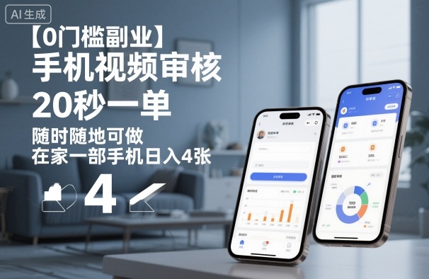 【0门槛副业】手机视频审核,20秒一单,随时随地可做,在家一部手机日入4张【揭秘】-锦宝资源站