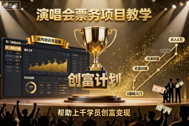演唱会票务项目教学，业内培训天花板，帮助上千学员创富变现-锦宝资源站