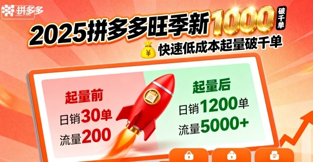 2025拼多多旺季新老店铺——快速低成本起量破千单-锦宝资源站