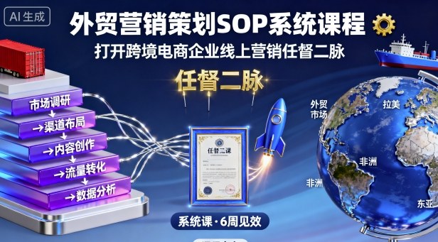 外贸营销策划SOP系统课程，打开跨境电商企业线上营销任督二脉-锦宝资源站