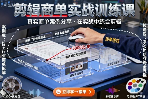 剪辑商单实战训练课，真实商单案例分享，在实战中练会剪辑-锦宝资源站