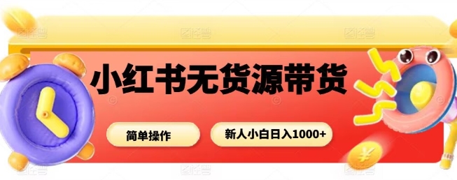 小红书无货源带货项目，简单无脑，新人小白日入多张-锦宝资源站
