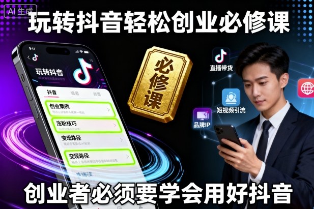 玩转抖音轻松创业必修课，创业者必须要学会用好抖音-锦宝资源站